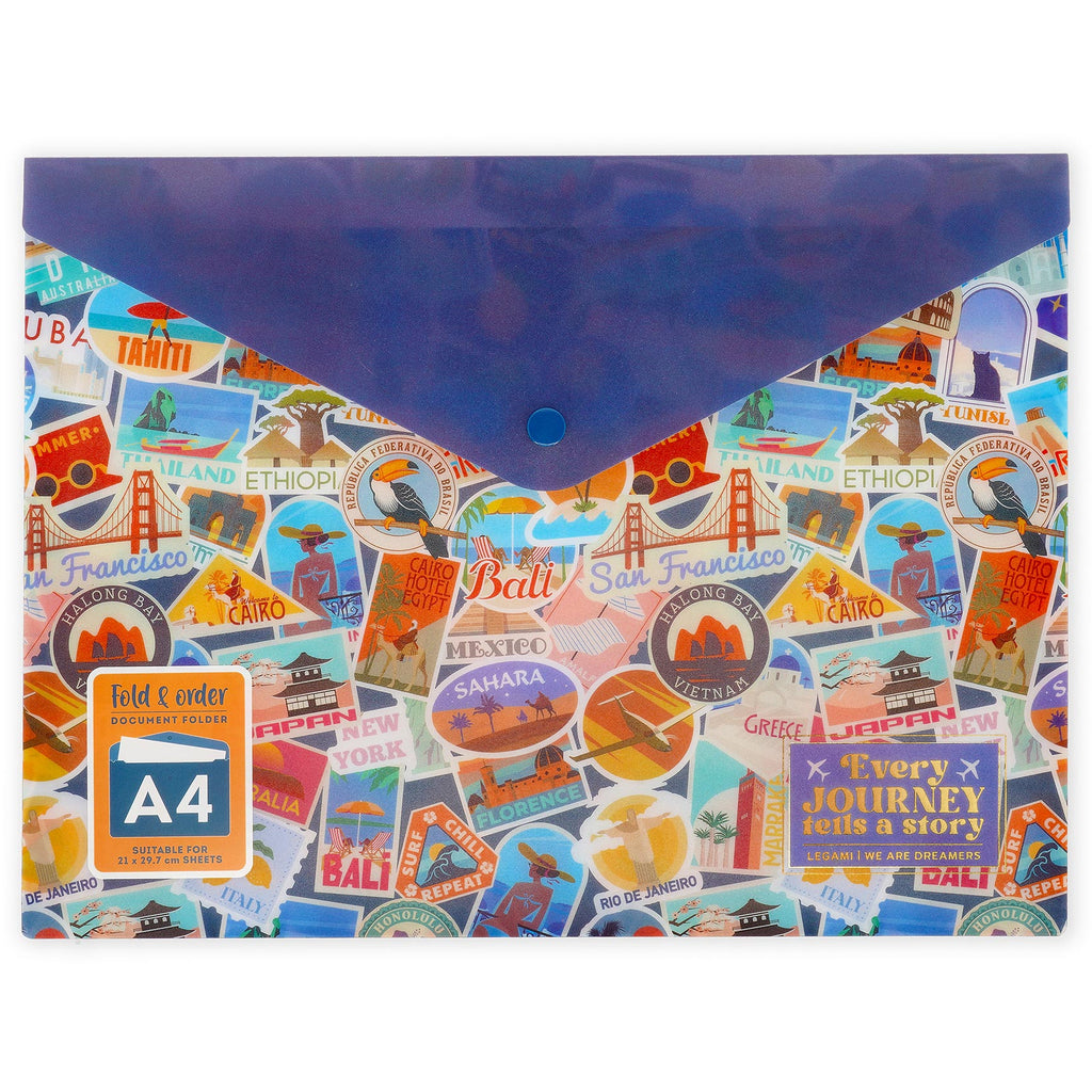 A4 Map Fold & Order - Document Folder - Travel - Stickers