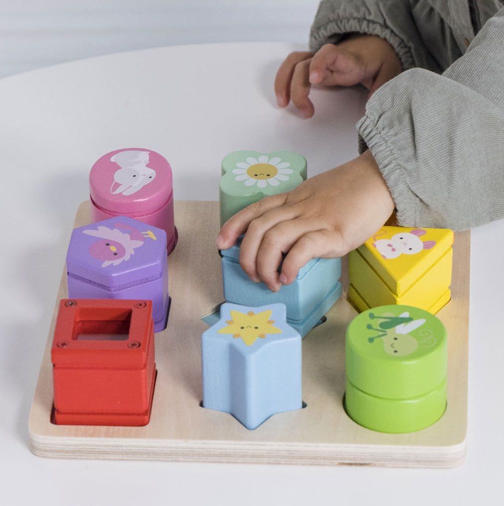 Sensorisch houten sorteerspel - regenboog