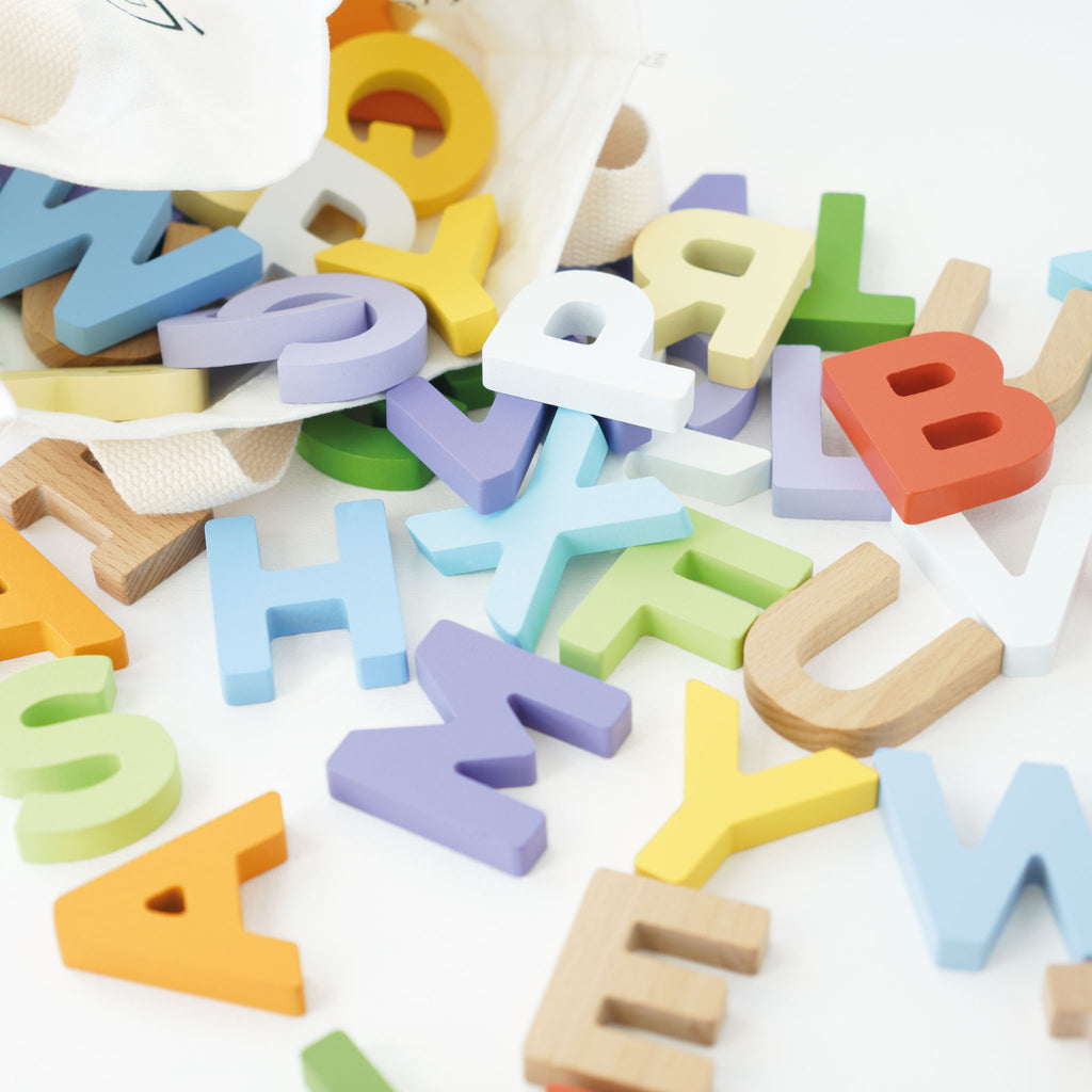 Houten letters in tasje - Alphabet