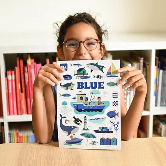 Mini Discovery Poster + 26 Stickers Blue | 3-8 Jaar