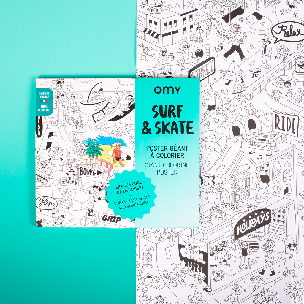 Grote kleurposter Giant Coloring Poster - Surf & skate