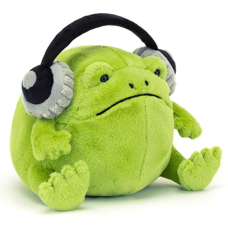 Knuffel Kikker Ricky Rain Frog Headphones -15 cm