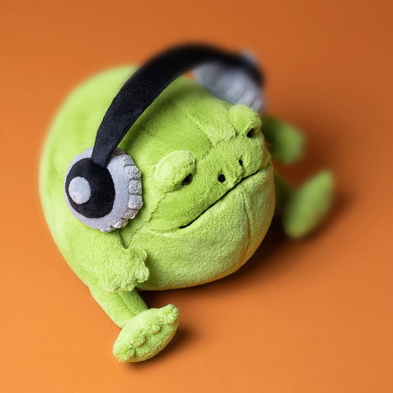 Knuffel Kikker Ricky Rain Frog Headphones -15 cm