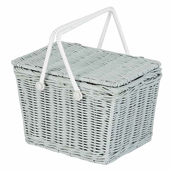 Rotan Mandje Met Deksel | Piki Basket Vintage Blue