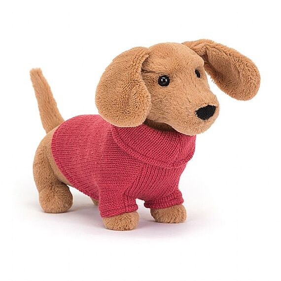 Knuffel Hond Sweater Sausage Dog Pink | 14 Cm