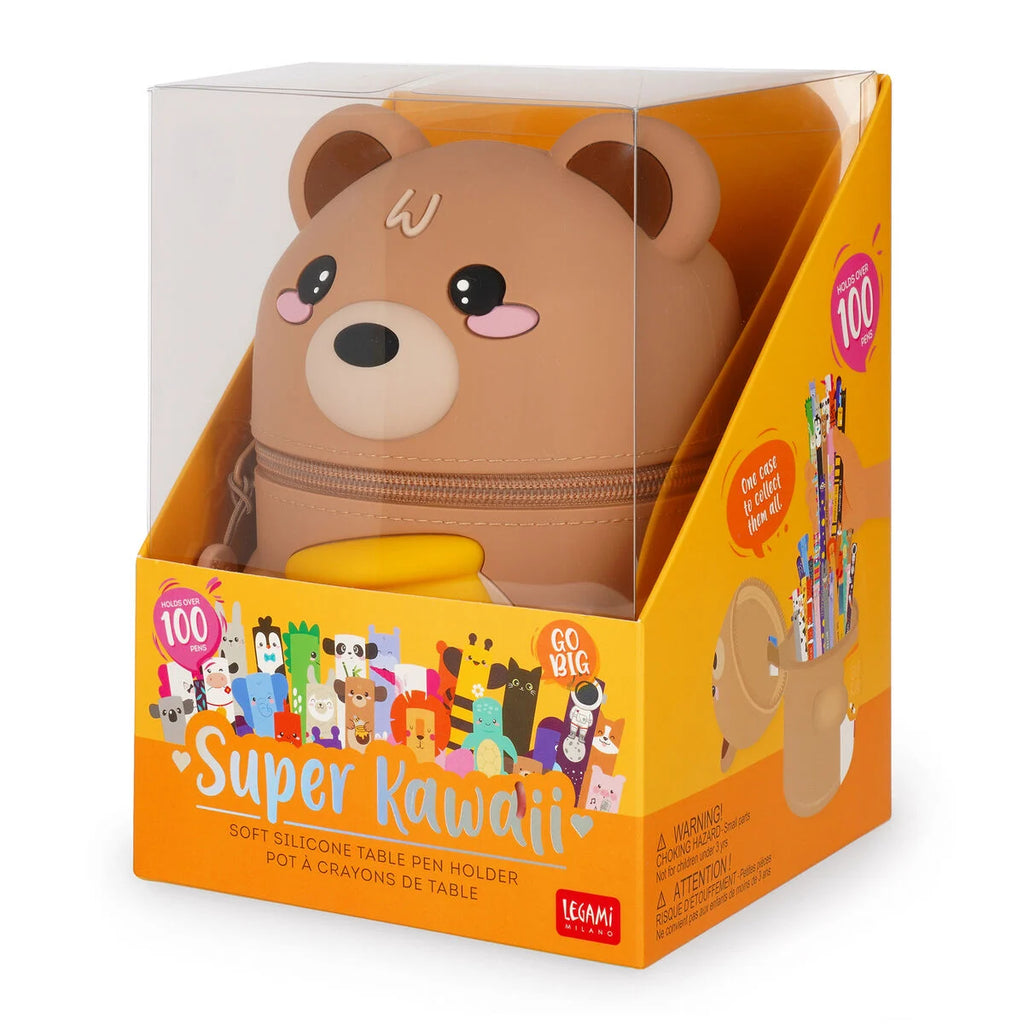 XL Pennenzak Super Kawaii 2-In-1 Silicone Pencil Case - Teddy Bear