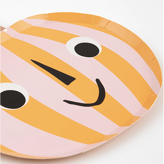 Feestbordjes Pumpkin | Pink & Orange Stripy