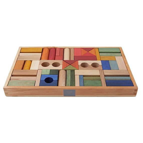 Houten Blokken Rainbow Tray | 54 Stuks