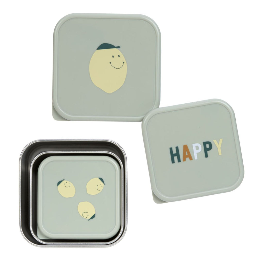 Stalen snackdozen Happy Fruits Lemon - set van 3