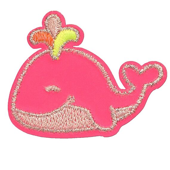 Stoffen Stickers Textile Woven Sticker Stick On Whale Pink | Set Van 3