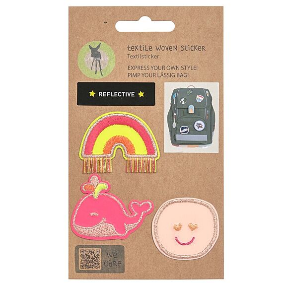 Stoffen Stickers Textile Woven Sticker Stick On Whale Pink | Set Van 3