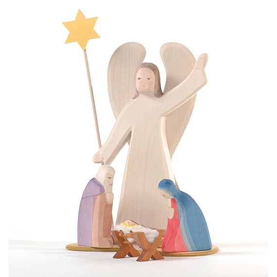 Ostheimer Houten Kerstfiguur | Engel Met Ster | 2 Delig