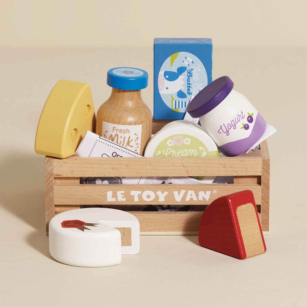 Crate of Cheese and Dairy Products