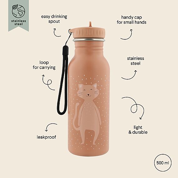 Stalen Drinkfles Mrs. Cat - 500 Ml