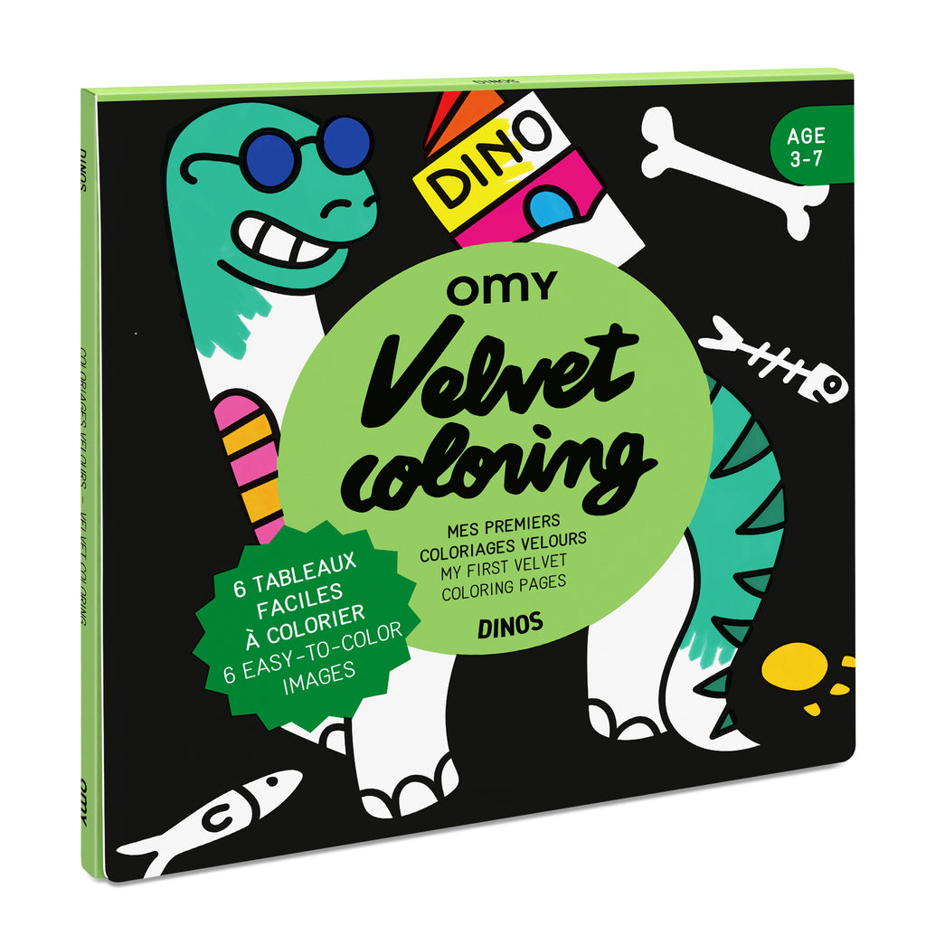 Set van 6 fluwelen kleurplaten Velvet Coloring - Dino