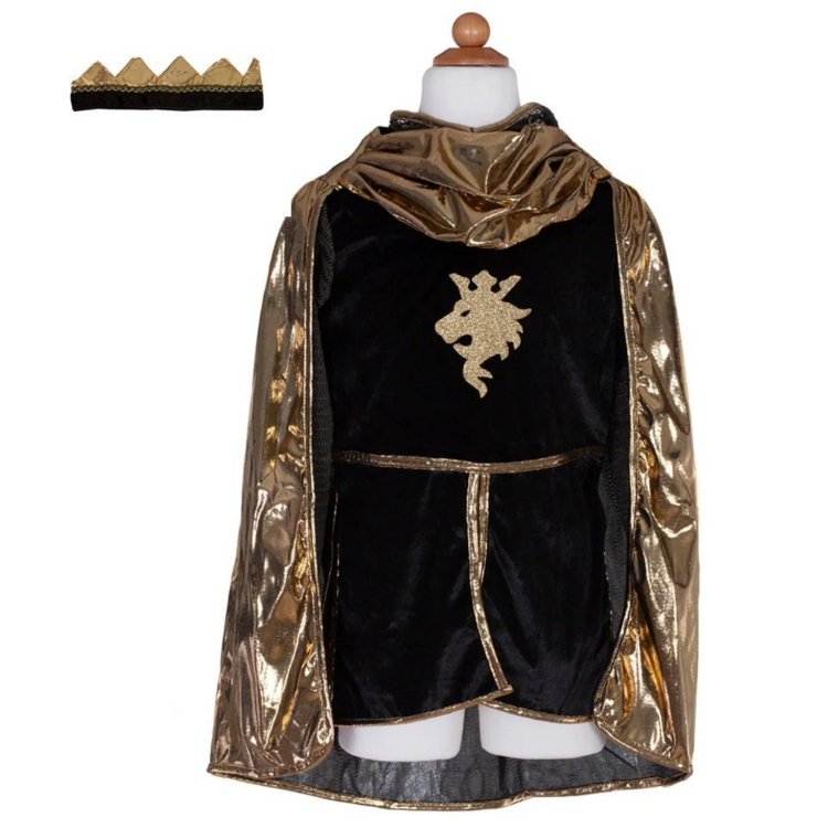 Verkleedkostuum Ridder Gold Knight Cape Tunic with Crown