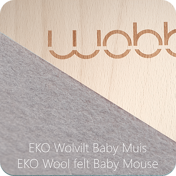 Wobbel Original Blank Gelakt Vilt Baby Muis