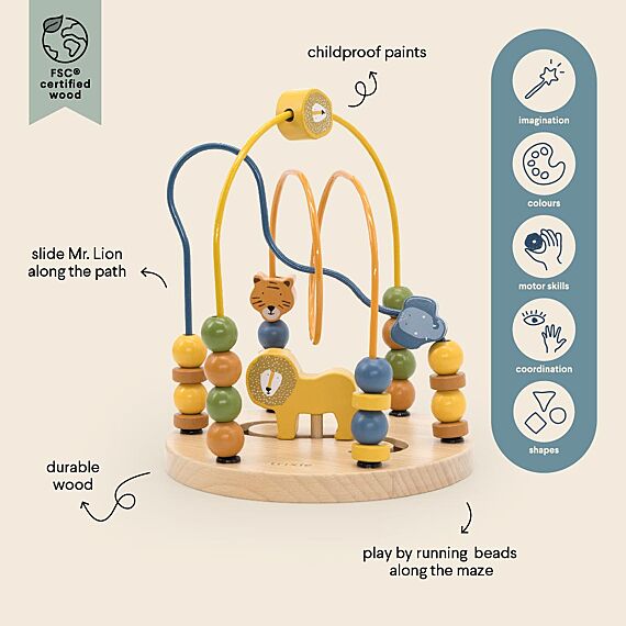 Houten Kralen Doolhof - Wooden Animal Beads Maze