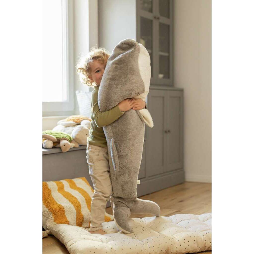 Grote Warmteknuffel Giant Whale Grey - 123 cm