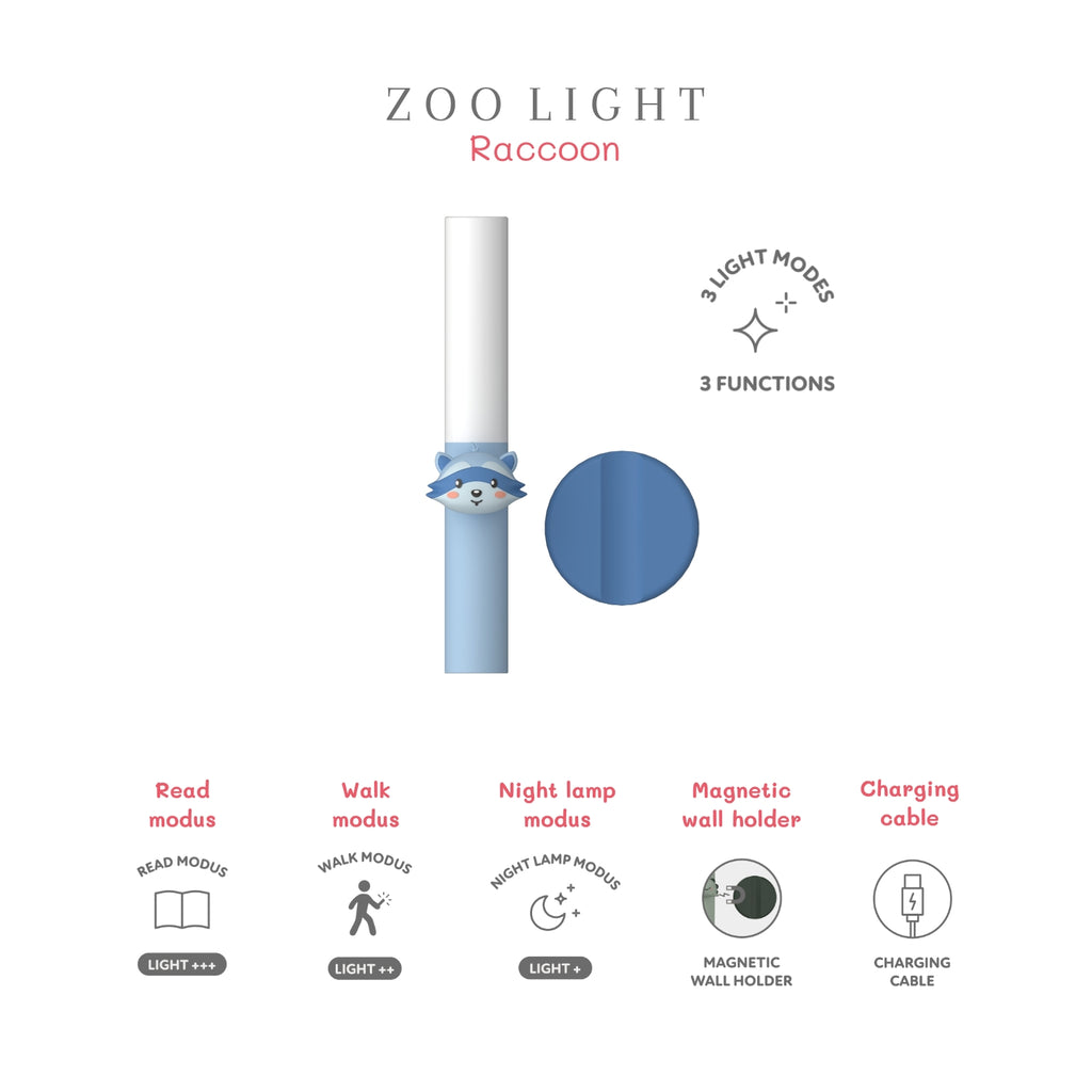 Oplaadbaar nachtlampje - Zoo Light Raccoon