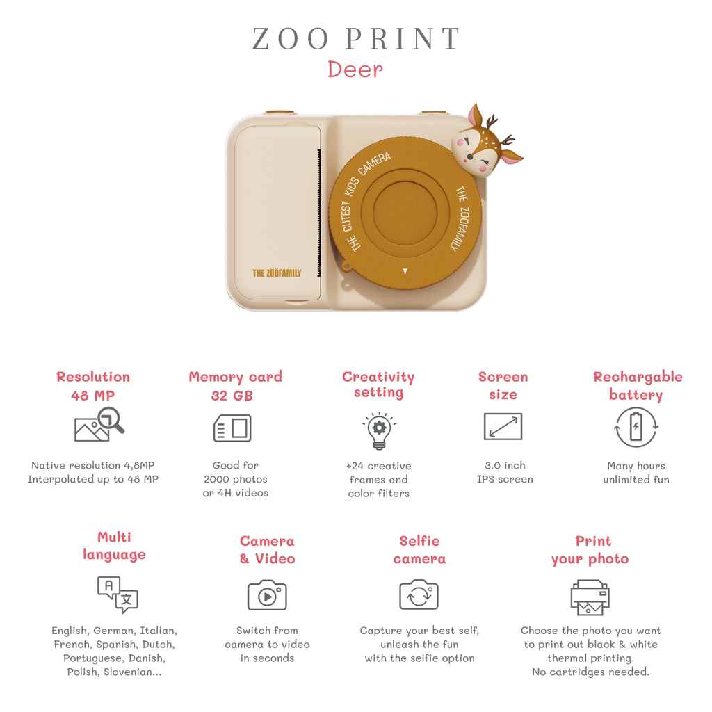 Appareil photo numérique instantané - Zoo print Cerf