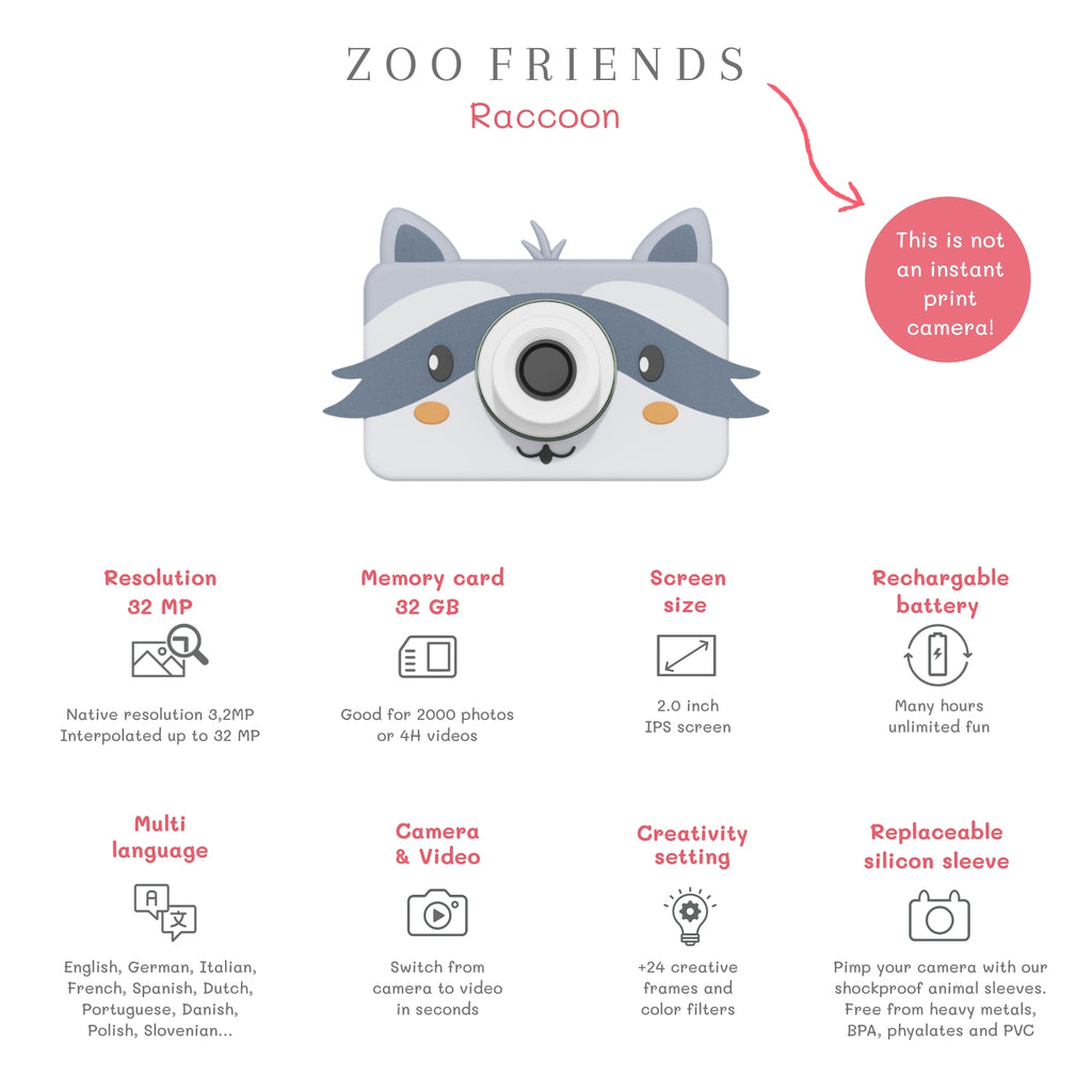 Eerste fotocamera - Zoo Friends Raccoon