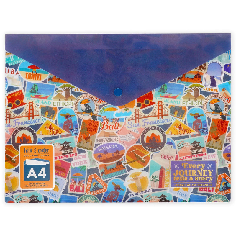A4 Map Fold & Order - Document Folder - Travel - Stickers - Papierwaren Legami - In den Olifant