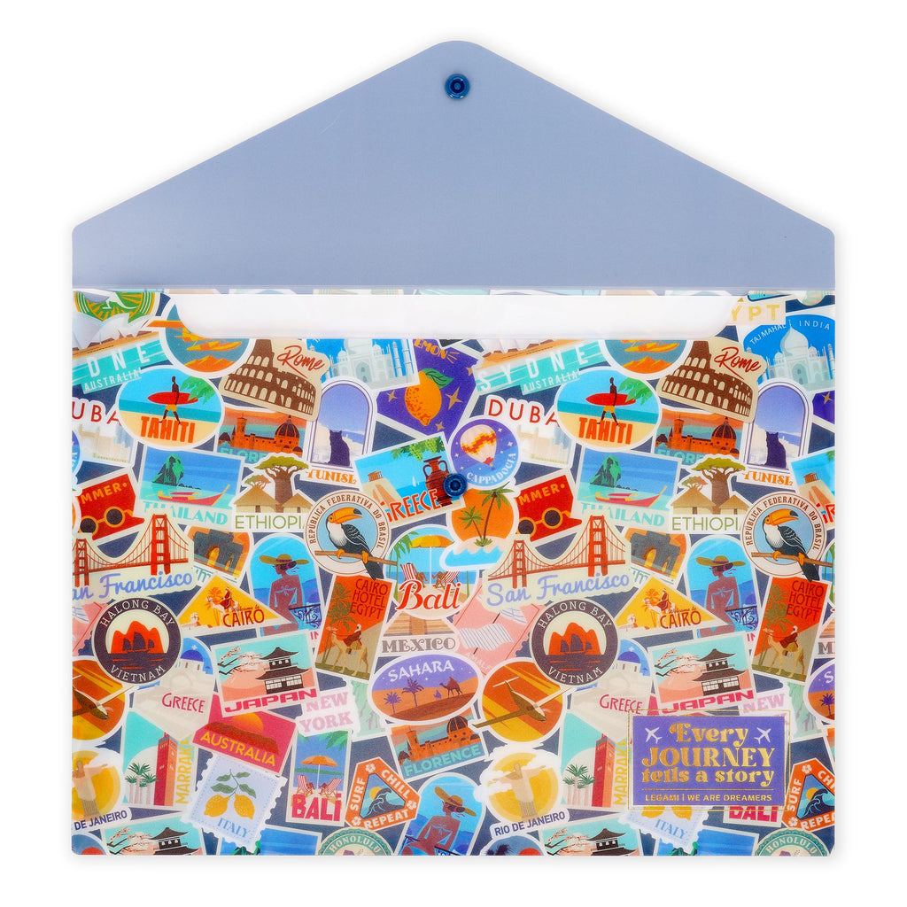 A4 Map Fold & Order - Document Folder - Travel - Stickers - Papierwaren Legami - In den Olifant