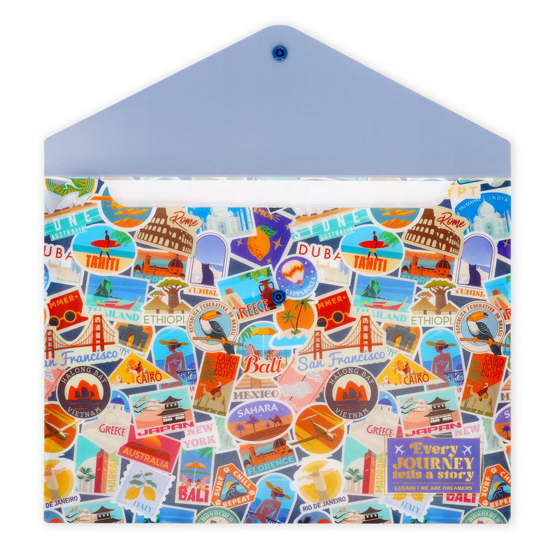 A4 Map Fold & Order - Document Folder - Travel - Stickers - Papierwaren Legami - In den Olifant