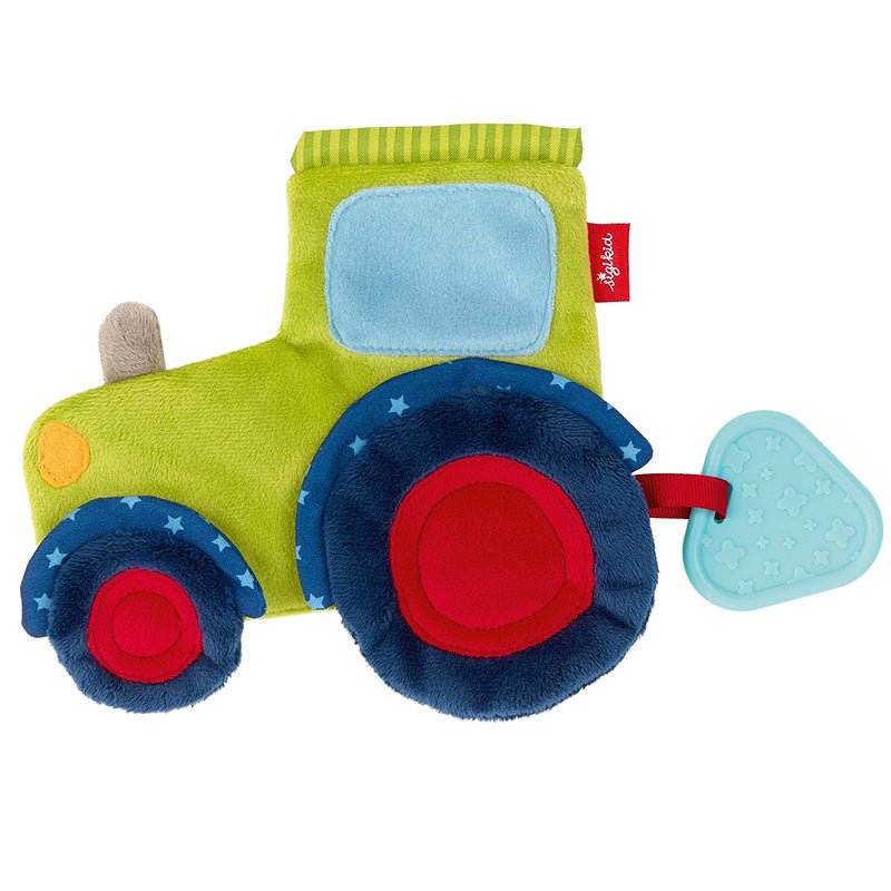 Activiteiten knuffeldoekje met knisperfolie en bijtspeeltje - Tractor - Activiteitenspeelgoed Sigikid - In den Olifant