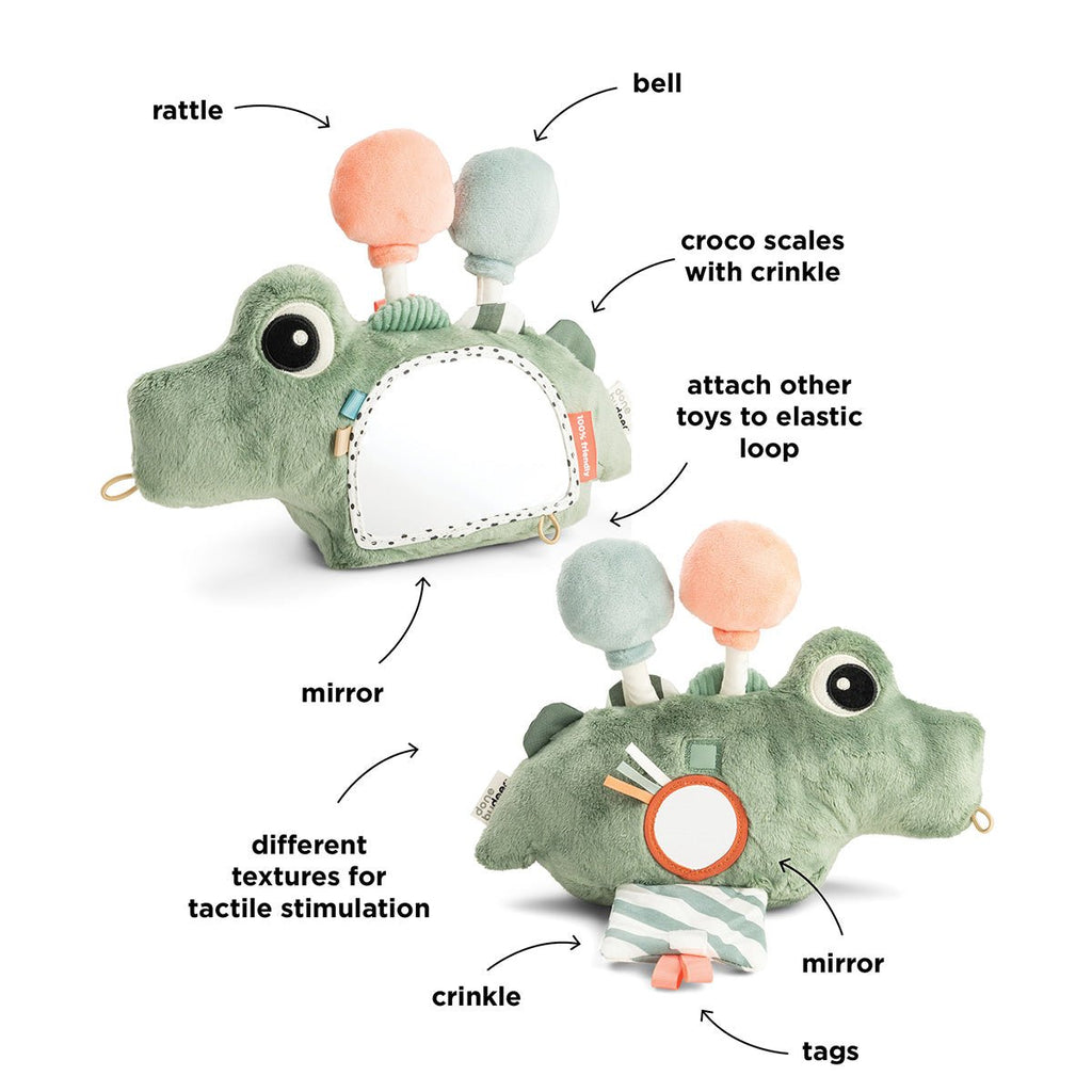 Activiteitenspeeltje met spiegel - Activity floor mirror Croco Green - Activiteitenspeelgoed Done by Deer - In den Olifant