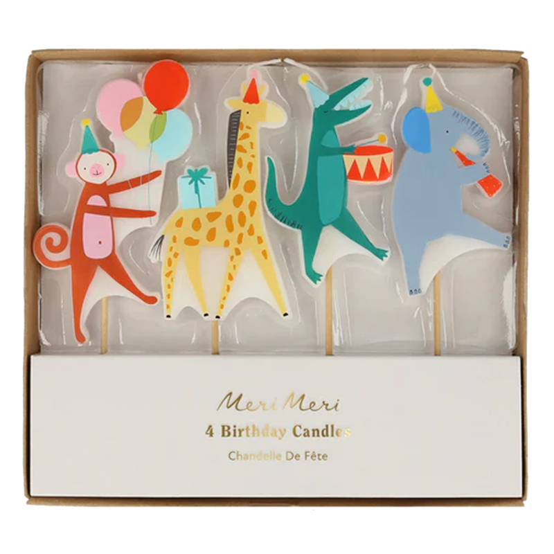 Feestkaarsjes Animal Parade Candles - set van 4