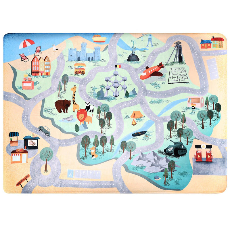 Auto Speelmat België - 130 x 180 cm - Speelmatten en - bogen Mats & Joy - In den Olifant