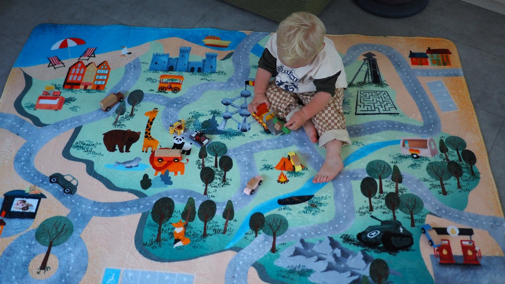 Auto Speelmat België - 130 x 180 cm - Speelmatten en - bogen Mats & Joy - In den Olifant