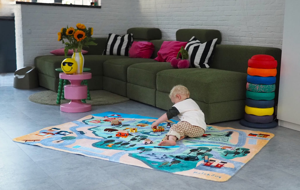 Auto Speelmat België - 130 x 180 cm - Speelmatten en - bogen Mats & Joy - In den Olifant