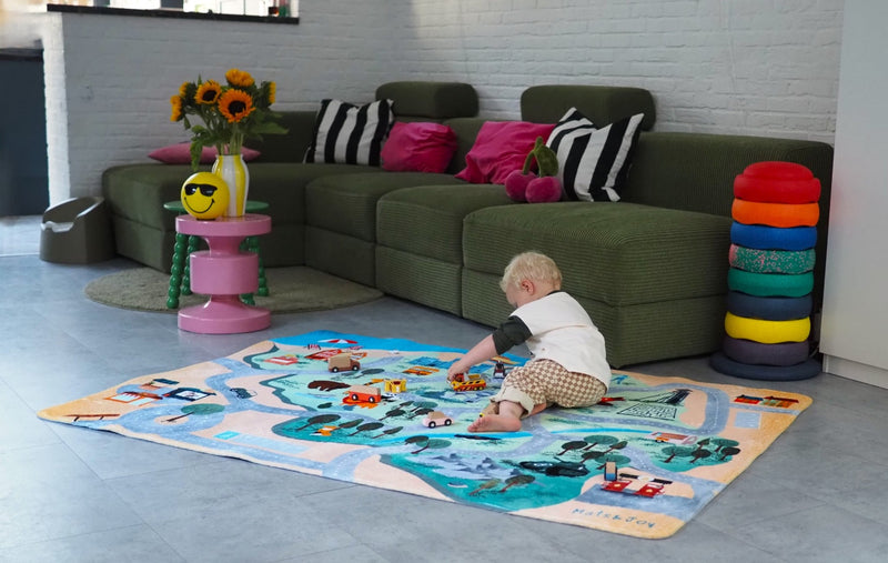 Auto Speelmat België - 130 x 180 cm - Speelmatten en - bogen Mats & Joy - In den Olifant