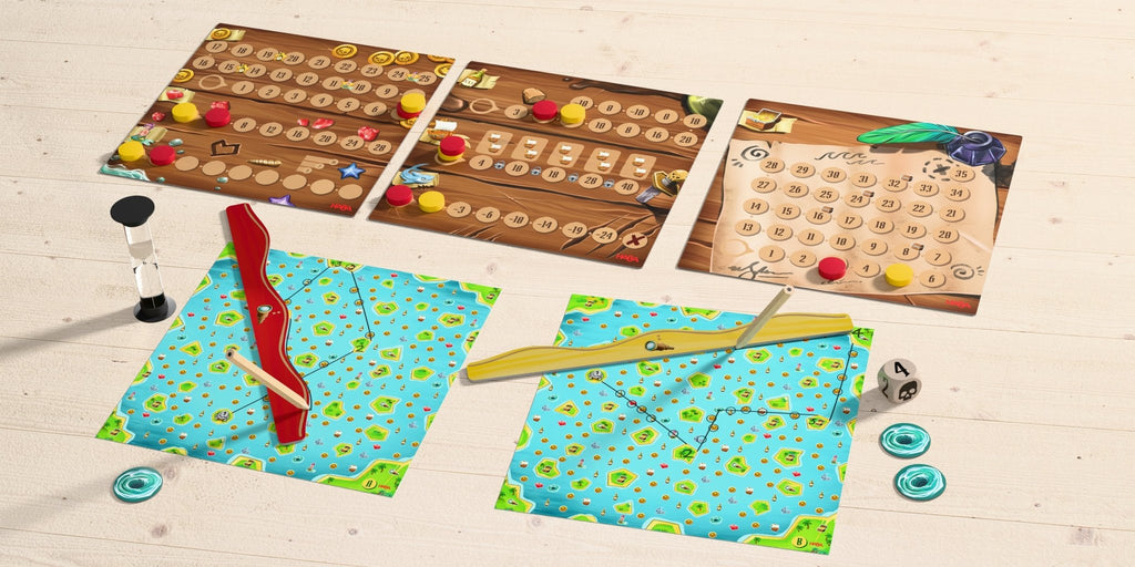 Avontuurlijk teken - en planningsspel - Pencil Pirates - Behendigheidspellen Haba - In den Olifant