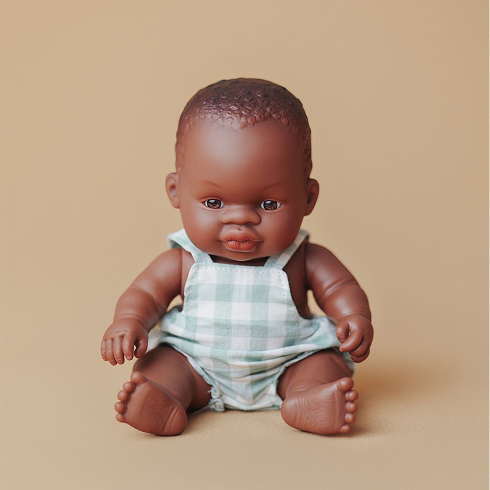 Babypop MF&M Afrikaanse jongen 21cm - Babypoppen Miniland - In den Olifant