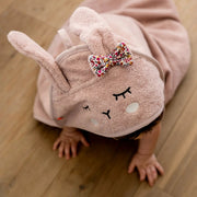 Badcape Konijn Roze - 80 x 80 cm - Badlinnen Kikadu - In den Olifant