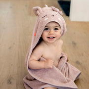 Badcape Konijn Roze - 80 x 80 cm - Badlinnen Kikadu - In den Olifant