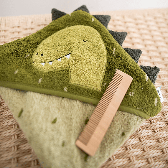 Badcape Mr. Dino - 75 x 75 cm - Badlinnen Trixie - In den Olifant