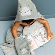Badcape Mr. Shark - 75 x 75 cm - Badlinnen Trixie - In den Olifant