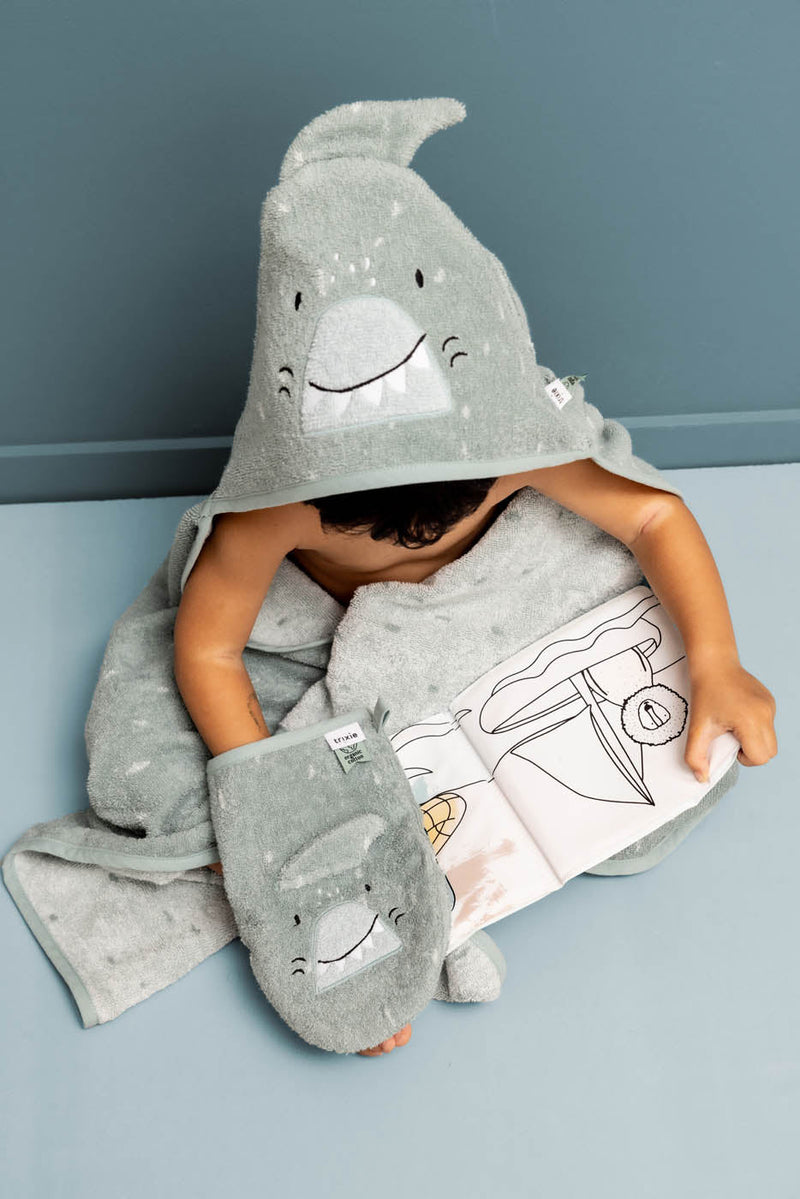 Badcape Mr. Shark - 75 x 75 cm - Badlinnen Trixie - In den Olifant