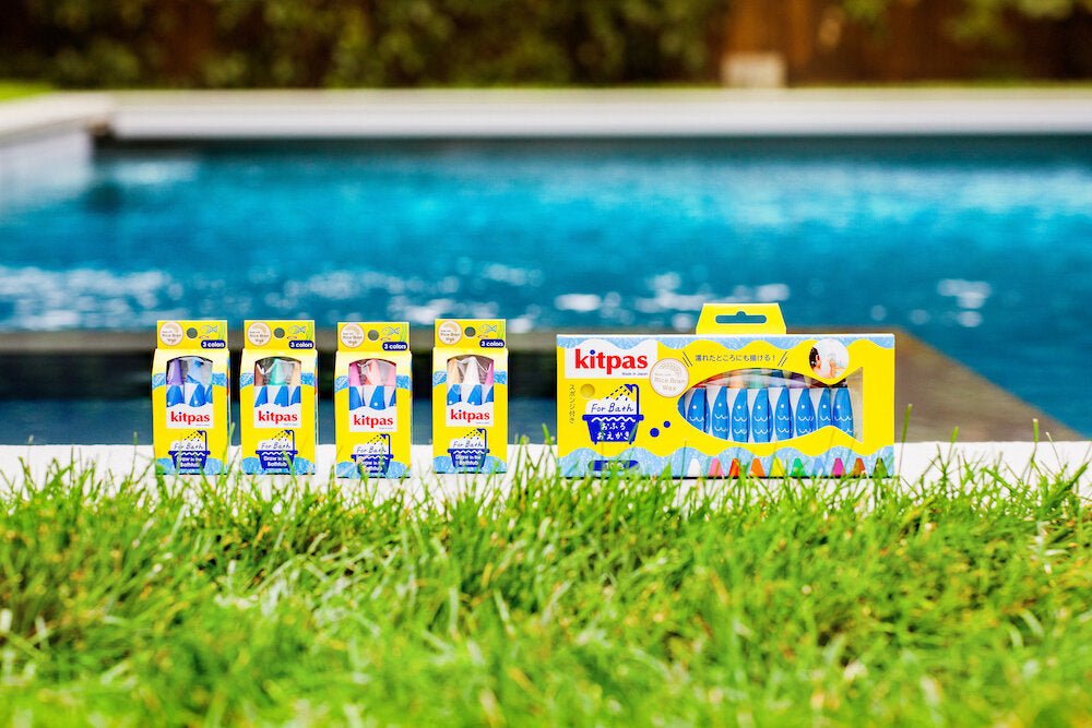 Badkrijtjes Kitpas Rice bran Wax Bath Crayons - set van 10 met spons - Kleuren en tekenen Kitpas - In den Olifant