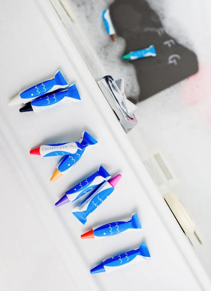 Badkrijtjes Kitpas Rice bran Wax Bath Crayons - set van 10 met spons - Kleuren en tekenen Kitpas - In den Olifant