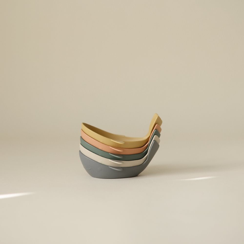 Badspeelgoed Whale Bath Stackers Retro - set van 5 - Badspeelgoed Mushie - In den Olifant