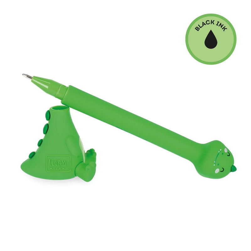 Balpen Stand - Ink Ovation - Ballpoint Pen With Base - Dino - 1 Mm - Black Ink - Schrijfwaren Legami - In den Olifant