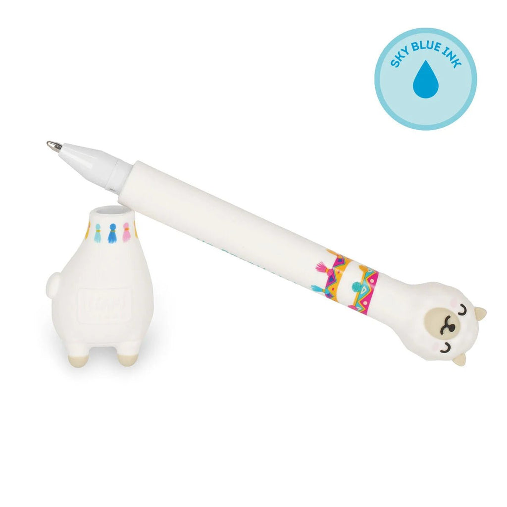 Balpen Stand-Ink Ovation - Ballpoint Pen With Base - Llama - 1 Mm - Sky Blue Ink - Schrijfwaren Legami - In den Olifant