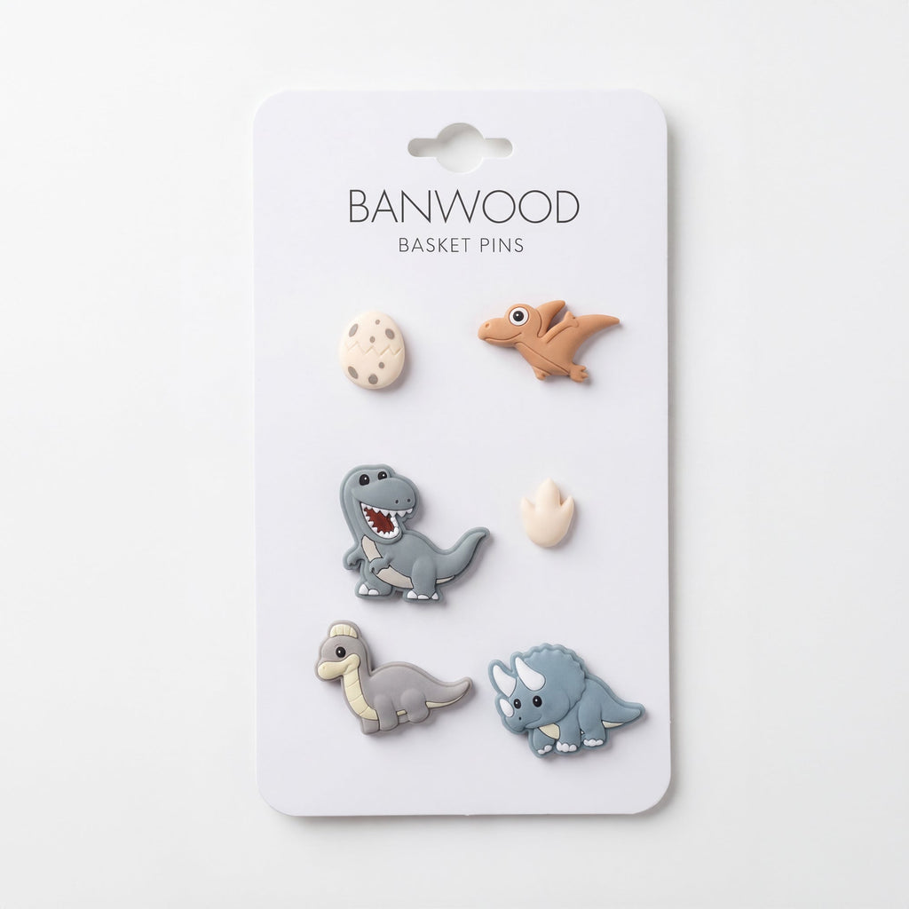 Basket Pins Dinosaurs - set van 6 - Fietsaccessoires Banwood - In den Olifant