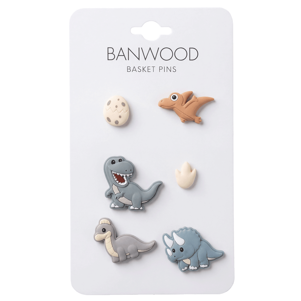 Basket Pins Dinosaurs - set van 6 - Fietsaccessoires Banwood - In den Olifant